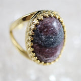 Japanese Natural Arknite Jasper 18mm Oval Ring 18000g (ID:89786)