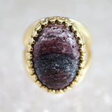 Japanese Natural Arknite Jasper 18mm Oval Ring 18000g (ID:89786)
