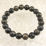 Japanese Natural Black Moriyama Chert 10mm Bead Bracelet 28.7g (ID:90479)