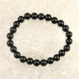 Natural Itoigawa Jadeite Black 8mm Bead Bracelet 21.8g with Certificate (ID:90491)