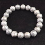 Japanese Natural Dark Gray Churaumi Stone 10mm Bead Bracelet 27.6g (ID:91448)