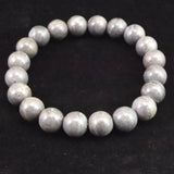 Japanese Natural Dark Gray Churaumi Stone 10mm Bead Bracelet 27.6g (ID:91448)