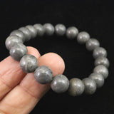 Japanese Natural Dark Gray Churaumi Stone 10mm Bead Bracelet 27.6g (ID:91448)