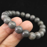 Japanese Natural Dark Gray Churaumi Stone 10mm Bead Bracelet 27.6g (ID:91448)