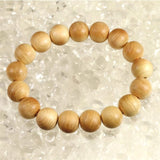 Japanese Natural Yoshino Hinoki Cypress Wood 13mm Bead Bracelet 11.8g (ID:65860)