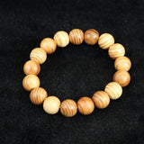 Japanese Natural Yoshino Cedar Wood 13mm Bead Bracelet 8.1g (ID:28323)