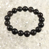 Japanese Natural Black Quartz Grass-included Quartz 12mm Bead Bracelet 40.5g (ID:53804)