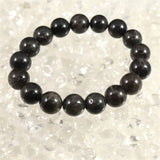 Japanese Natural Black Quartz 草入り Quartz Bead Bracelet 12mm 40.5g with Certificate (ID:53804)