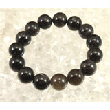Japanese Natural Black Quartz 草入り Quartz Bead Bracelet 14mm 57.7g with Certificate (ID:13402)