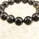 Japanese Natural Black Quartz Grass-included Quartz 14mm Bead Bracelet 57.7g (ID:13402)