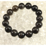 Japanese Natural Black Quartz Grass-included Quartz 14mm Bead Bracelet 57.7g (ID:13402)