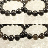 Japanese Natural Black Quartz Grass-included Quartz 14mm Bead Bracelet 57.7g (ID:13402)