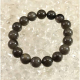 Japanese Natural Brown Quartz Grass included Black Quartz Bead Bracelet 12mm 43.4g with Certificate (ID:63413)